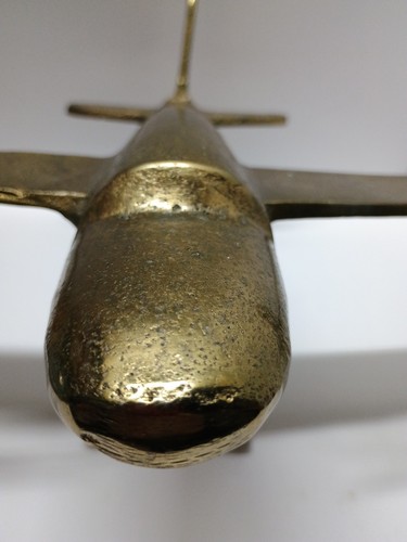Vintage Brass Metal Airplane Model Twin Prop 1940s Style Plane. aviation Decor - Picture 5 of 12