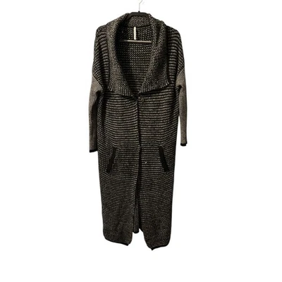 Willow and clay full length wool blend cardigan black gray women’s medium - Image 1 of 4