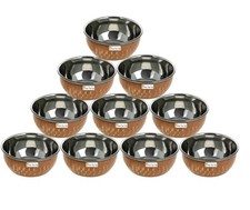 India Craft Steel Copper Serving Bowl Hammered Design Capacity 150 ML Set of 10