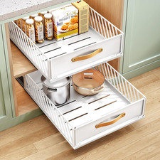 Pull Out Cabinet Organizer Fixed with Adhesive Nano Film,Heavy Duty Slide Out Pa