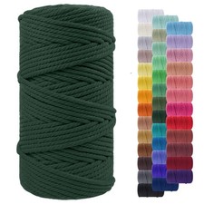 5mm x 109 Yards Dark Green Natural Cotton Macrame Cord Yarn Rope DIY Crafts