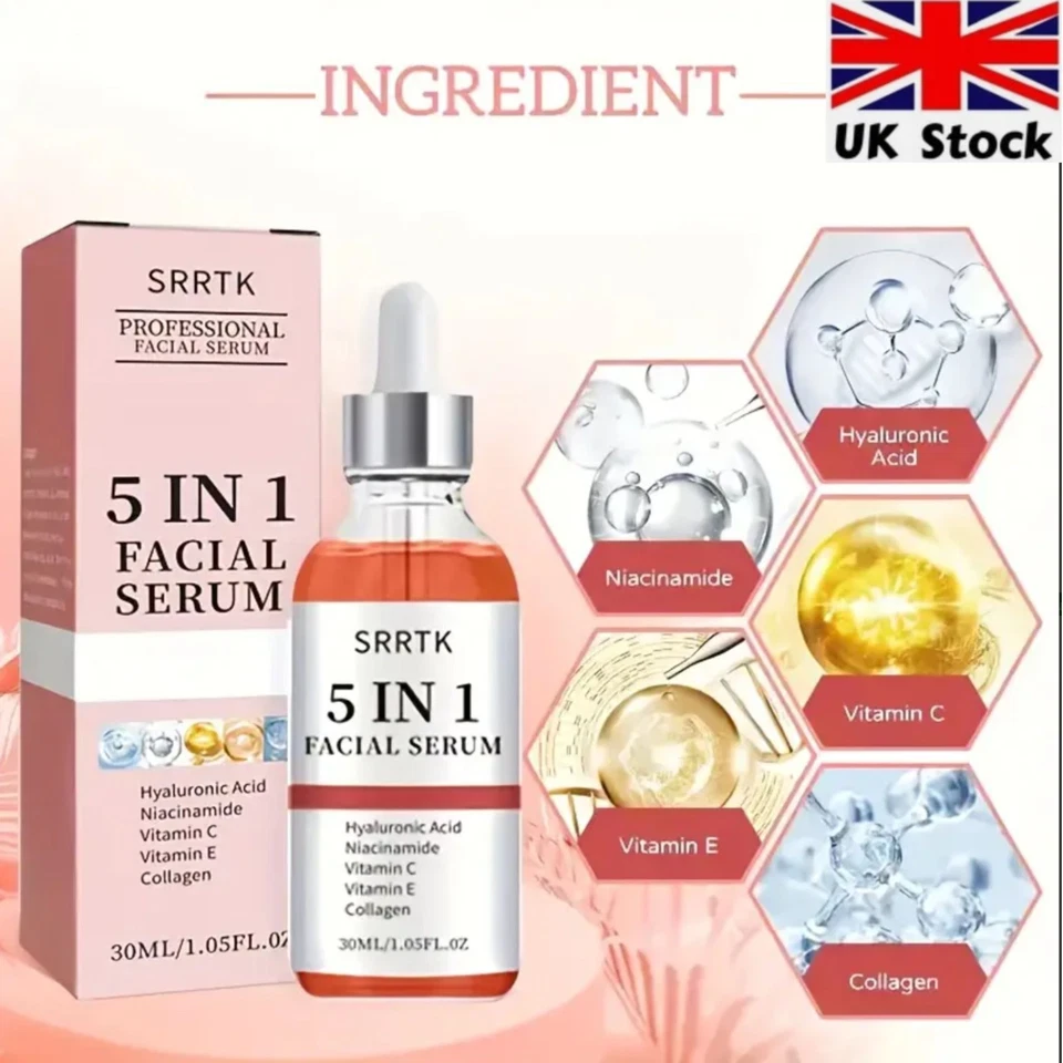 SRRTK Serum 5 In 1 Facial Serum Hyaluronic Acid, Collagen, Niacinamide, Vitamin C & E