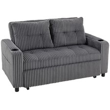2 Seater Click Clack Sofa Bed with Pull Out Design, Corduroy Upholstery
