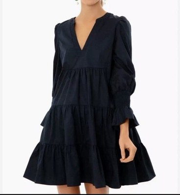 Pomander Place Kenzo Crepe Elegant Black Tiered Mini Dress Women Size M Casual