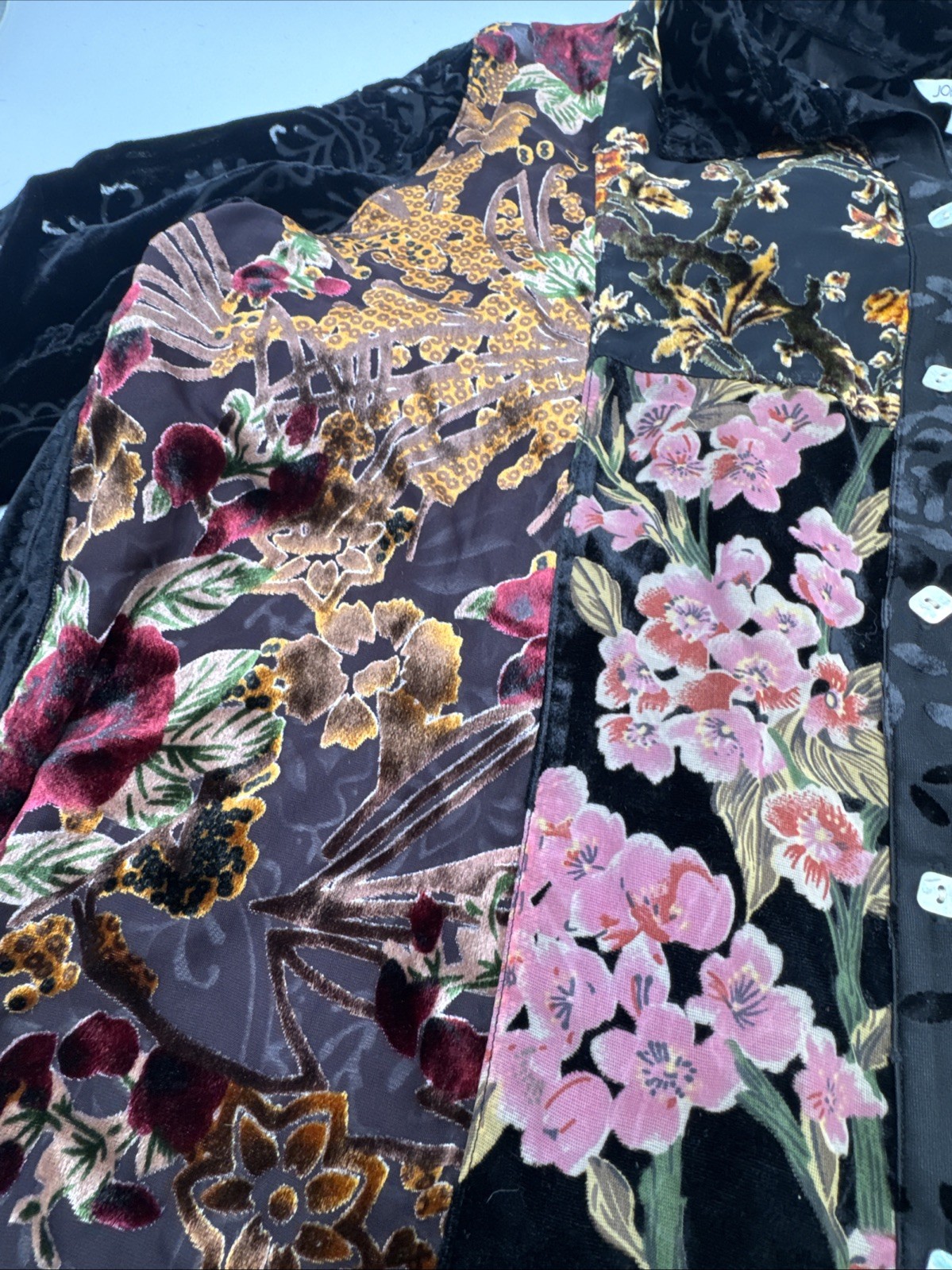 John Mark Womens Patchwork Multi Floral Velvet Bu… - image 3