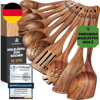 KochlöFfel Holz Set - HolzkochlöFfel 10 StüCk Aus Teakholz - HolzlöFfel, Pfannen