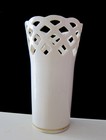 LENOX CHINA 6 3/8’’ LATTICE PERFORATED GOLD RIMMED WICKER  VASE — photo 1