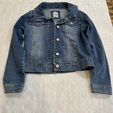 Mudd Button Front Jean Jacket Youth Girls Size L 14 Blue Medium Wash Denim