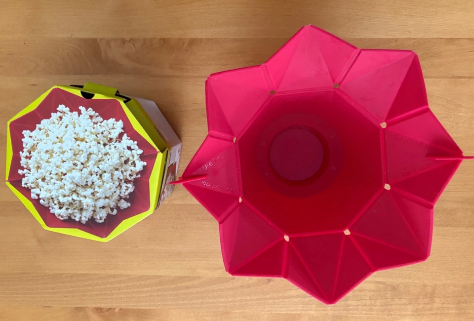 NUEVO | Chef'n Poptop Palomitas Popper | Tazón Microondas Silicona Plegable Rojo Foto 2 de 4