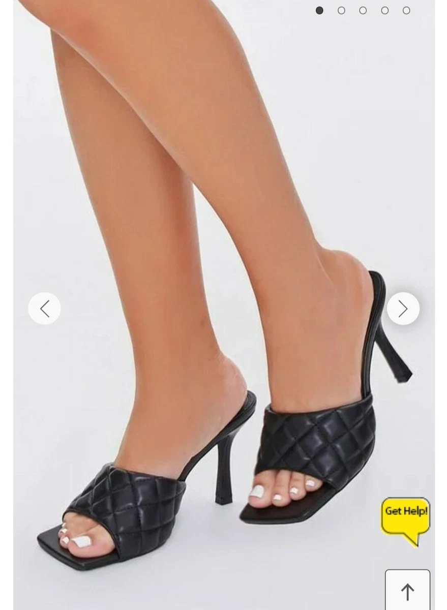 FAUX LEATHER BLACK MATTE QUILTED HEEL