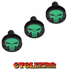 Black Billet Fairing Windshield Hardware Kit 96-13 Harley Touring GREEN SKULL P