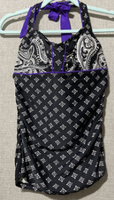 Athleta Swim Top Women's 34 D/DD Black Namaste Bra Cup Tankini Halter