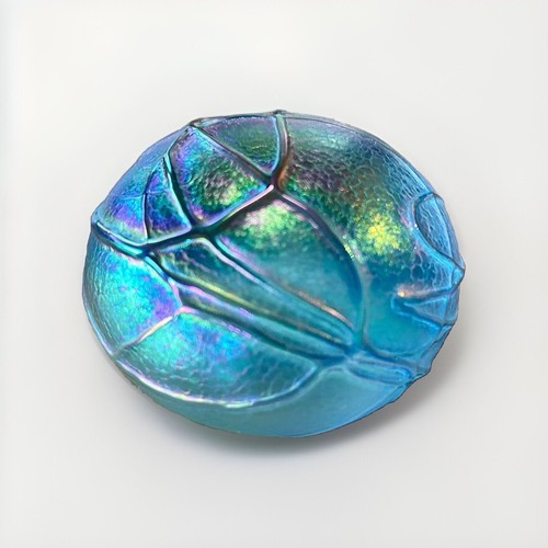 Iridescent Art Glass Paperweight-Blue Purple Gold Spiderweb-OBG Studio - Picture 22 of 24