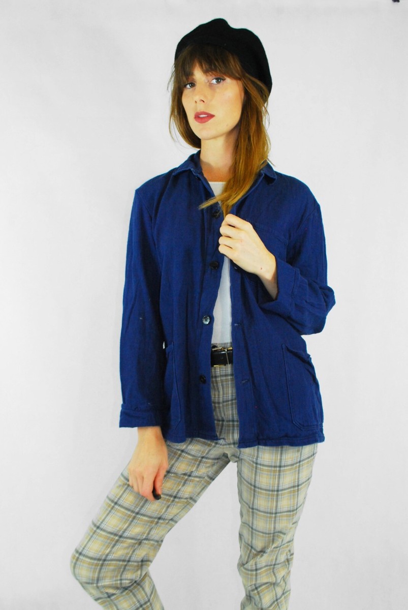 70s EURO VINTAGE FRENCH WORKER ボロジャケット VINTAGE French Worker Work CHORE Jackets - Royal/Cobalt Blue