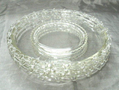 Vtg Orchard RICHELIEU Clear Set of 4-9'' Luncheon Plates Interlooking Loops EC 1