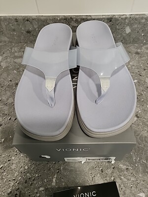 VIONIC Platform Thong Orthotic Sandals Flip-Flops CLEAR Size UK