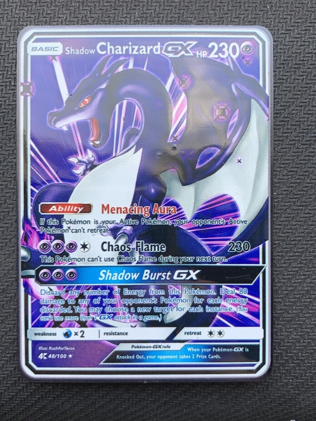 Shadow Charizard Gx Custom Pokemon Card Hand Made Proxy Premium Quality