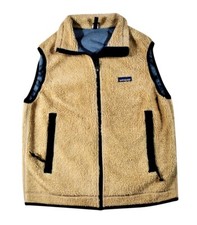 Vintage Patagonia Pile Made in USA 90s Tan Zip Outdoors Vest Size Medium