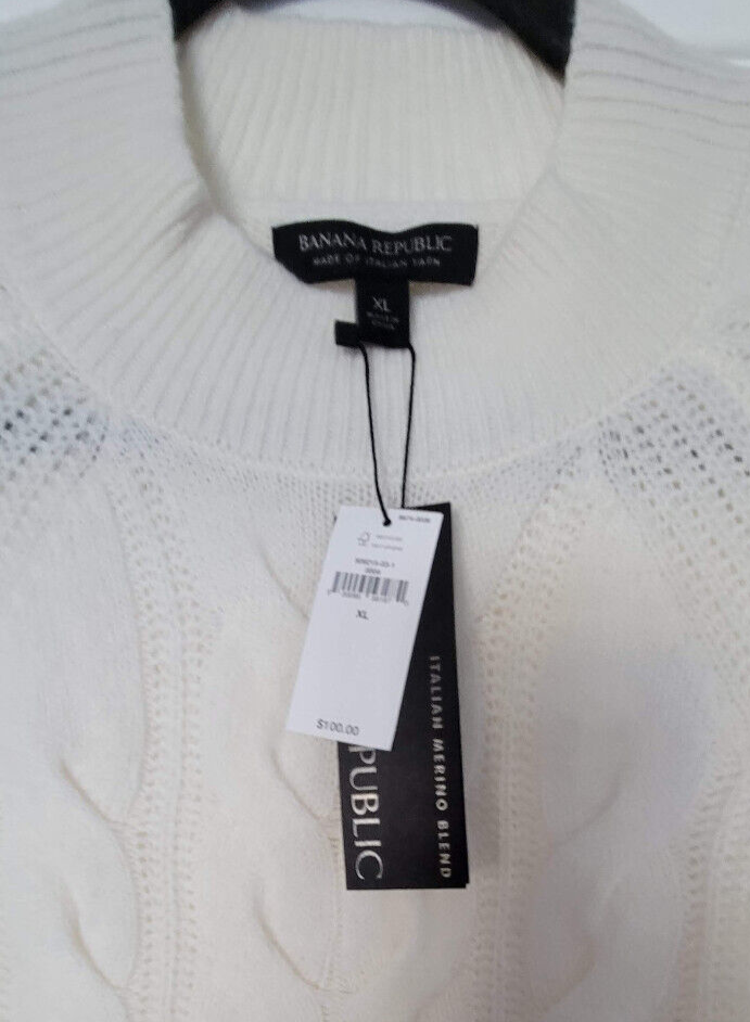 Pura Merino-Blend Sweater Banana Republic Ivory XL New with tag | eBay