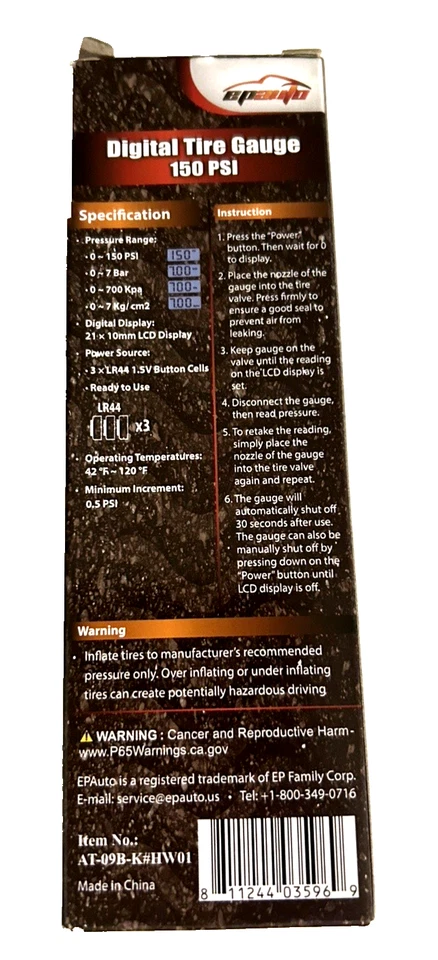 Medidor/probador digital de presión de aire para neumáticos epauto para automóvil bicicleta camión negro Foto 3 de 4