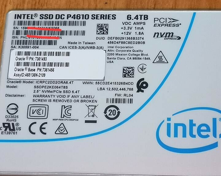 Zero hour Oracle 7361496 7361493 7361456 6.4TB Gen2 NVMe SSD for 