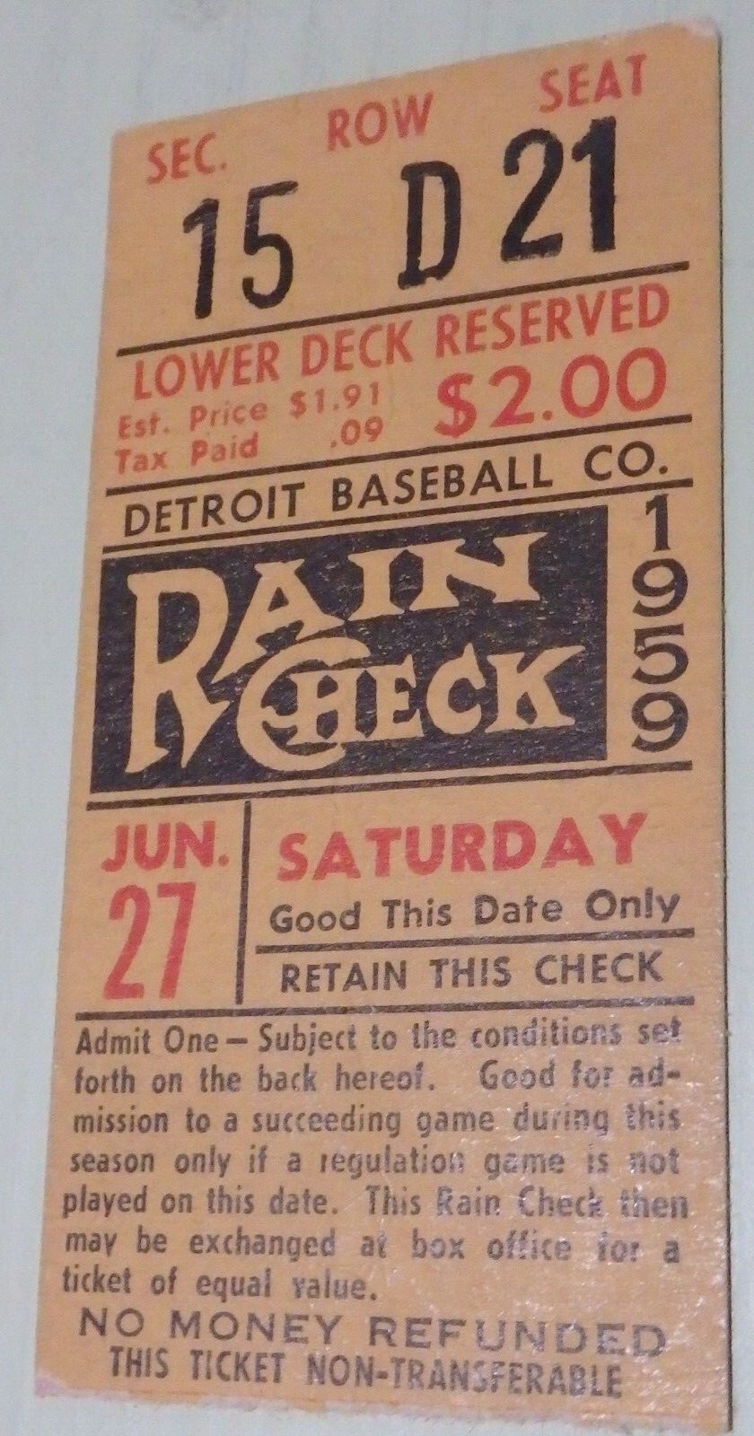 Detroit Tiger ticket 62759 vs Baltimore & Kaline HR 113 eBay