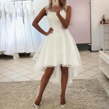 Lace Appliques Short Wedding Dresses Beaded Knee Length High-Low Bridal Gowns