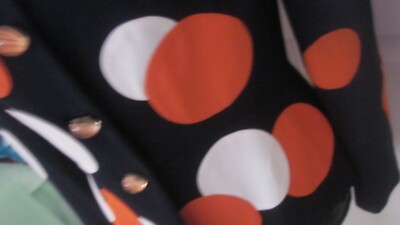 Moschino NAVY ORANGE CIRCLE POLKA DOT Blazer Jacket FRAN Moschino NAVY ORANGE CIRCLE POLKA DOT Blazer Jacket FRAN