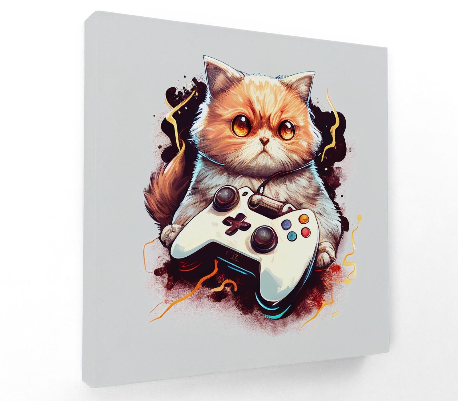 Video Game Playing Cat Art Print by Me 2 a Tee Creations