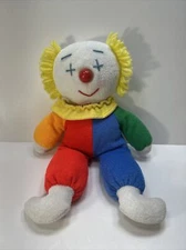 Eden Clown Plush Colors Plastic Nose Red Blue Green Orange Yellow Yarn Hair Bald