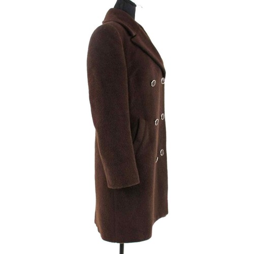 Versus Gianni Versace Alpaca Wool Logo Button Double Breasted Brown Pea Coat 38 - Picture 2 of 8