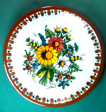 Wand- Teller Keramik Blumen Gmunden Handarbeit signiert Dekoration Mid Century