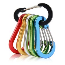5pcs Camping Climbing Carabiner Aluminum Alloy Fishing Hook Keychain Snap Clip L