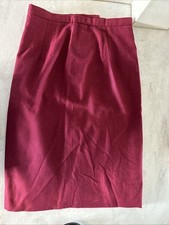 VTG Burgundy Wool Pencil Skirt   Lined, Handmade, 14" Waist, 24" Long MCM MOD