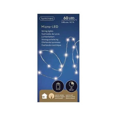 Lumineo 60 Micro-LED Warm White Lights Silver Wire