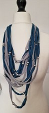 Multi strand textile fabric necklace/infinity scarf with metal beads, BNWT