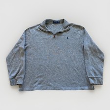 Polo Ralph Lauren Sweater Mens XL 1/4 Zip Pullover Knit Estate-Rib Gray Preppy