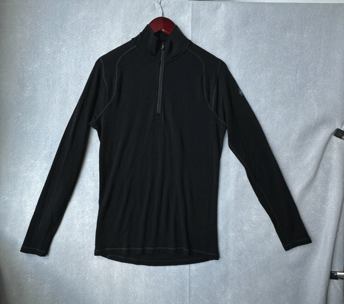 Smartwool Merino 250 Pullover Mens M Black 1/4 Zip Base Layer Wool Hiking