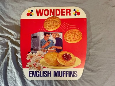 Vintage 1960's 1970's Wonder Bread English Muffins Cardboard Advertising Sign