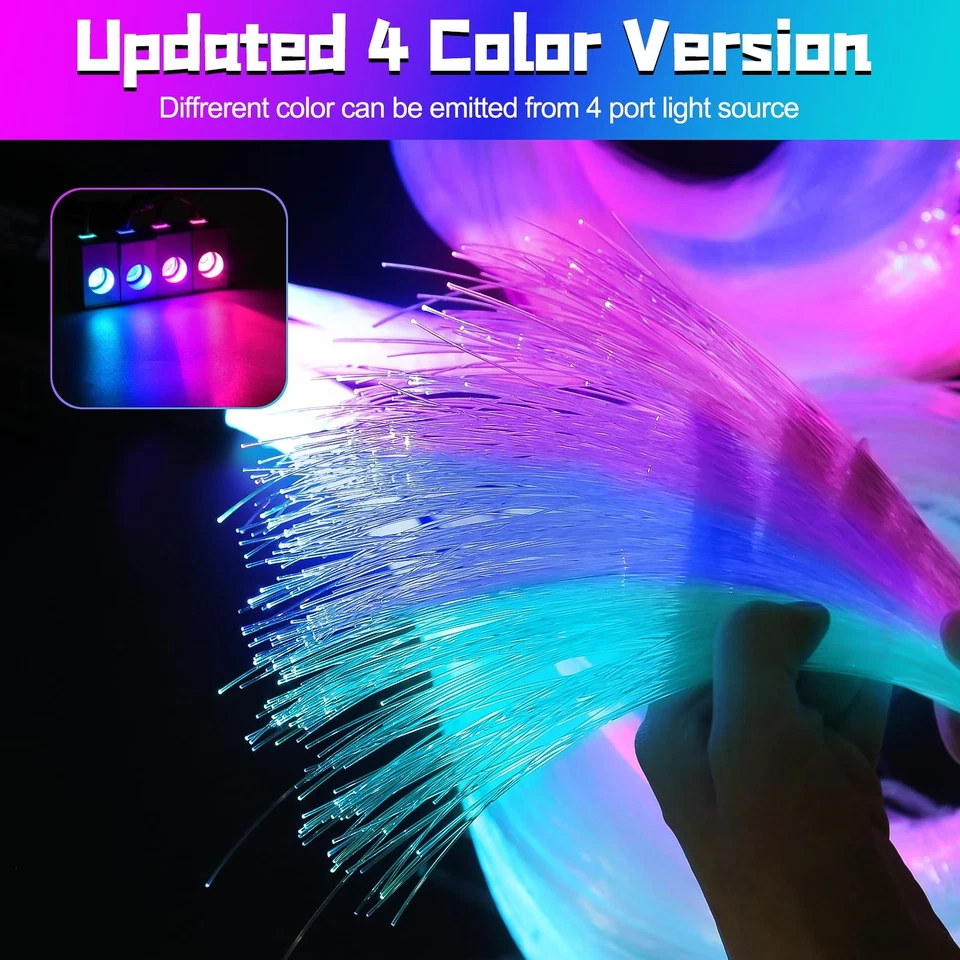 Kit de techo Starlight para automóvil de 4 colores 12 W 1200 piezas * 0,02 pulgadas * 9,8 pies con APP & RF Rem... Foto 4 de 4