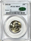 1953-D Washington Quarter - PCGS MS63 CAC - 90% Silver Denver Mint 25C