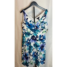 Chaps Womens Blue Purple Floral V-Neck Sleeveless Sheath Dress Size 10 NWT