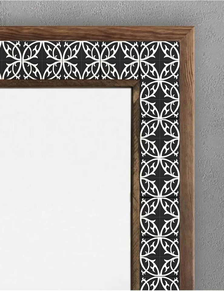 Elegant 53x73cm Wooden Framed Mosaic Mirror with Star Motifs - Multi-Color - Image 3 of 4