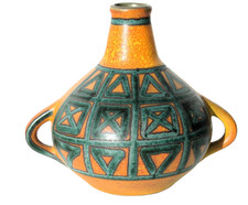 Ceramano Double Handle Vase No. 274 "Lime" Signed GH" = Gerda Heuckeroth