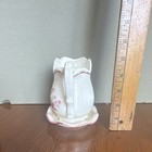 White Pink Floral Ceramic Creamer Glossy Decorative 3 fl oz 4 in Height — photo 4