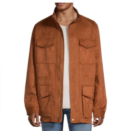 Frye, FRYE AND CO Mens Lightweight Faux Suede Jacket in Vintage Cognac brown