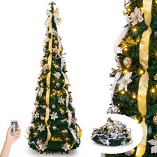 Christmas Tree 7 FT Artificial, Pre-lit w/ LED Lights, Ornaments for In/Outdoor