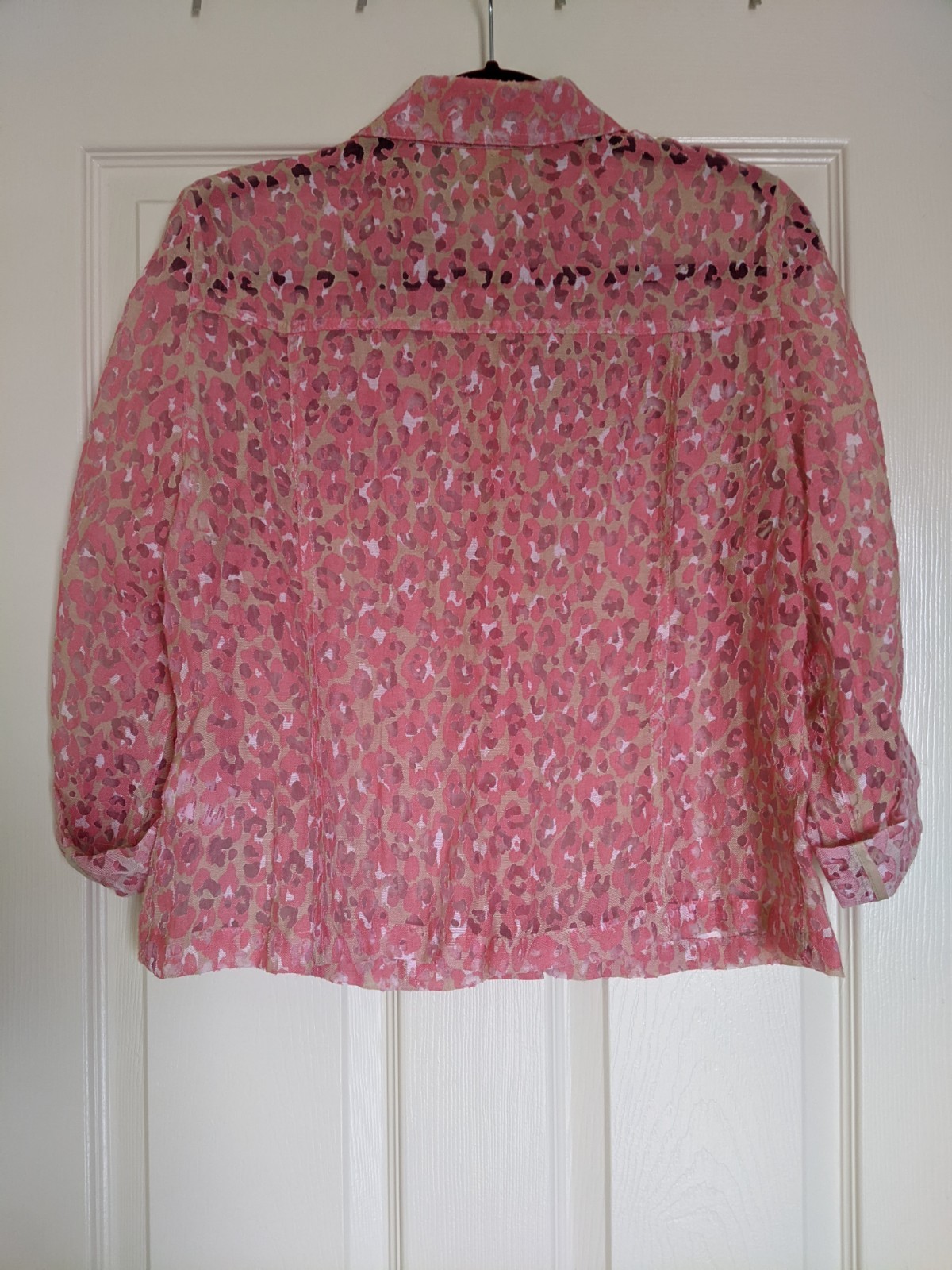 Ruby Rd Pink Leopard Print Blouse Jacket M Semi S… - image 2