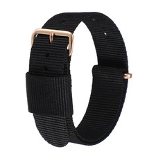 20mm Nylon Watch Bands Single Stripe Quick Release with Gold Pin Black