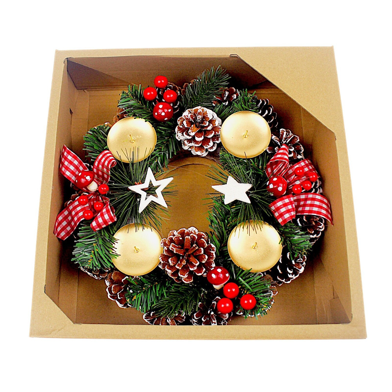12" Advent Wreath Decoration Candle Holder Christmas Table Centerpiece